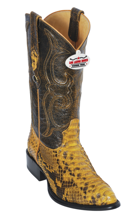 Los Altos Buttercup Genuine All-Over Python J-Toe Cowboy Boots 995702 - Click Image to Close